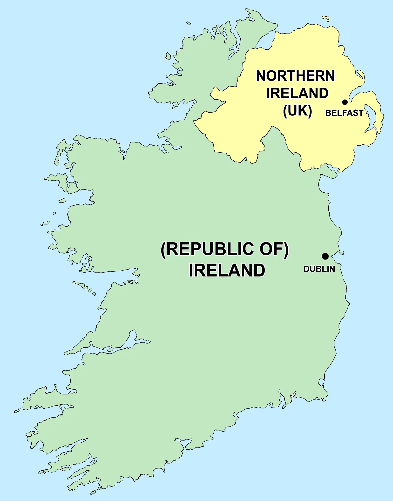 Carte irlande du sud et du nord